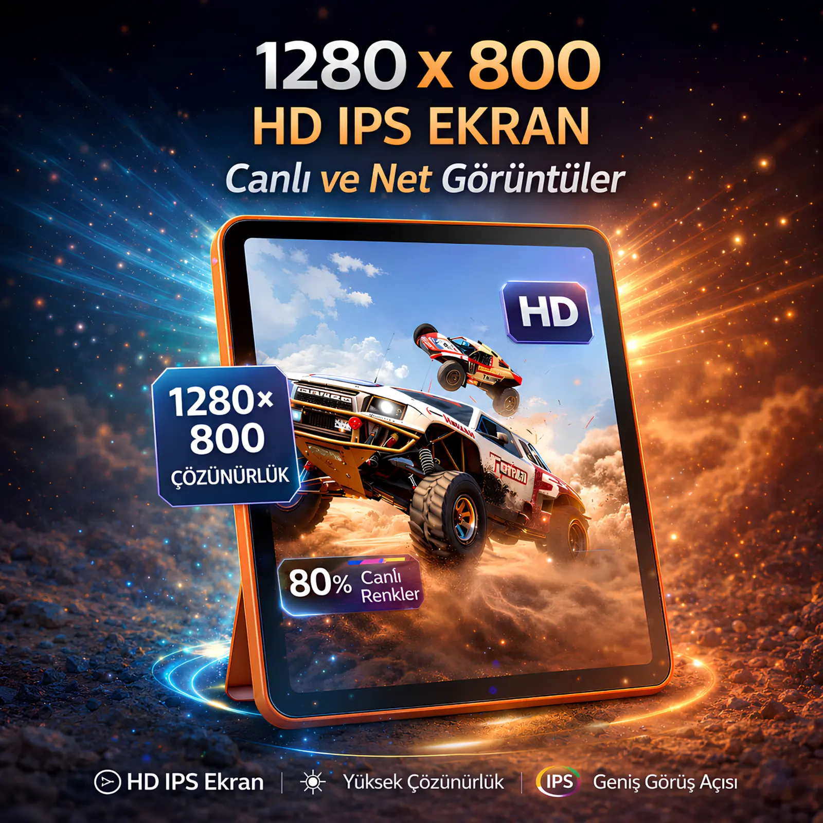 1280 × 800 HD IPS ekran