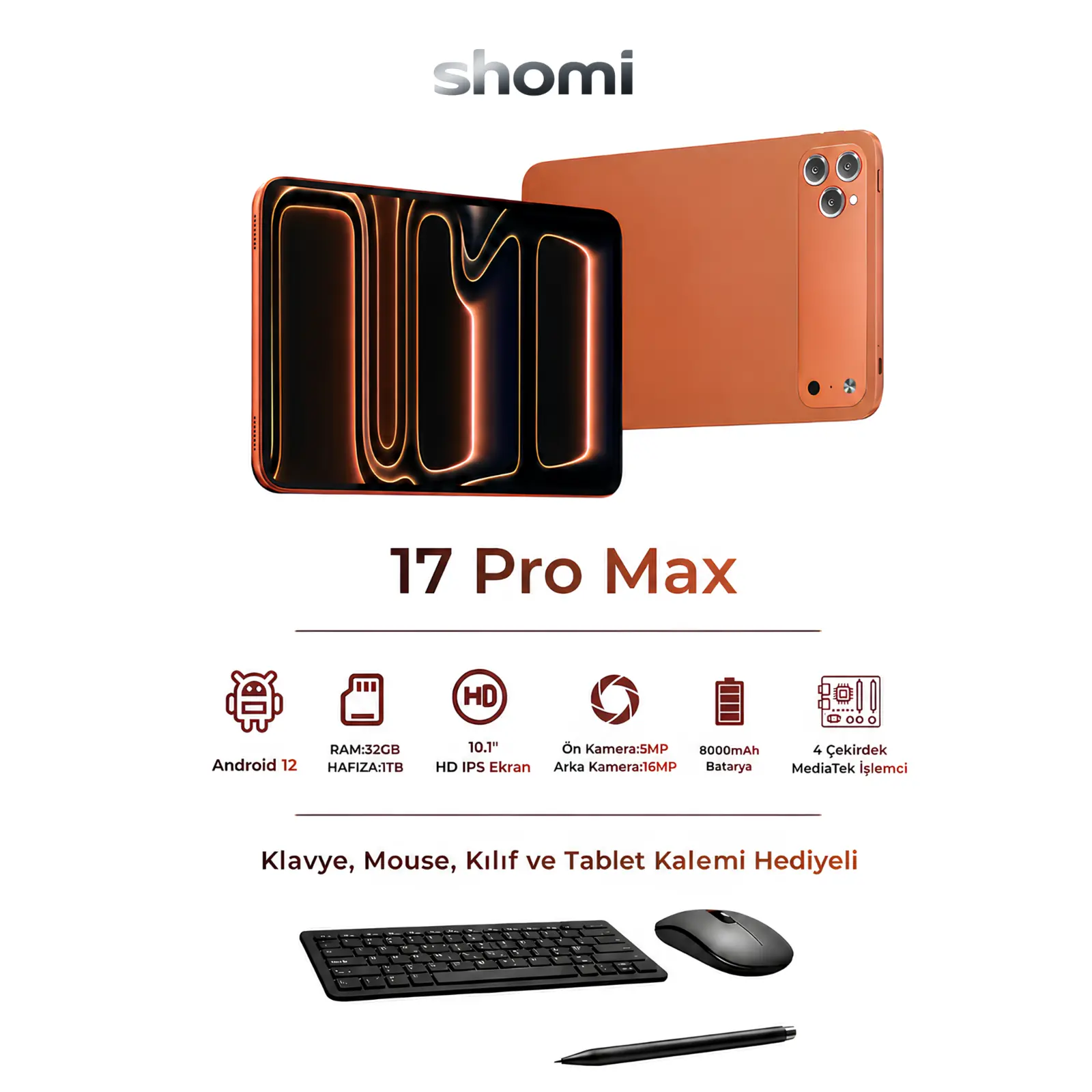 Shomi 17 Pro Max teknik özellikleri ve aksesuarları